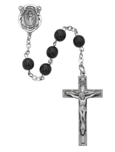 7mm Black Glass Rosary