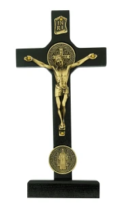 8" Black Standing St. Benedict Crucifix 80-210