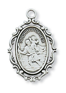 Sterling Silver St. Christopher Medal on 18" Chain L621CH