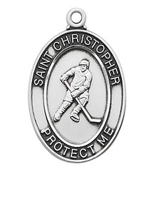 Sterling Silver Hockey Medal on 24" Chain L675HK