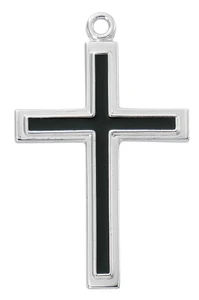 Sterling Silver Cross with Black Fill on 24" Chain L9224