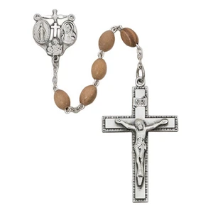 4x6mm Olive Wood Rosary with Sterling Silver Crucifix and Center 171LF