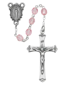 6mm Pink Glass Rosary R102ASF