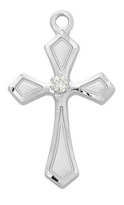 Sterling Silver Cross with CZ on 18" Chain