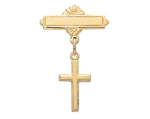 Gold over Sterling Silver Cross Baby Pin 435JT