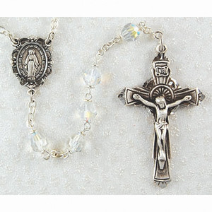 6mm Crystal Tin-Cut Bead Rosary with Sterling Silver Crucifix and Center R140LF