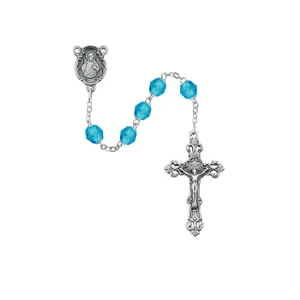 6mm Aqua March Birthstone Rosary 875-AQG