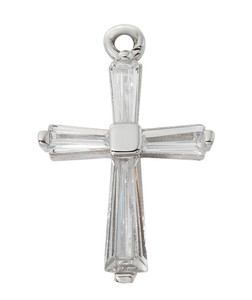 Sterling Silver Crystal Baguette Cross on 16-18" Chain L9308