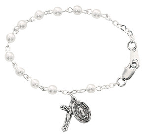 5 1/2" Sterling Silver Pearl Baby Bracelet BR177