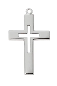 Sterling Silver Polished Cutout Cross on 24" Chain L9315