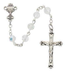 6mm Crystal First Communion Rosary 586RW