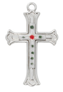 Sterling Silver Cloisonne Overlay Cross on 18" Chain L9319