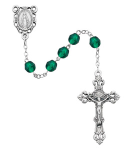 6mm AB Emerald-Colored May Birthstone Rosary R391-EMG