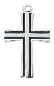 Sterling Silver Cross with Black Fill on 18" Chain L9230