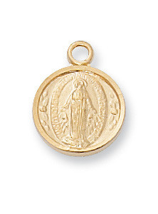 Gold over Sterling Silver Baby Miraculous Medal on 13" Chain J107MIBT