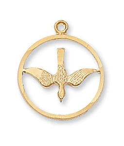 Gold over Sterling Silver Holy Spirit Medal on 16-18" Chain J369