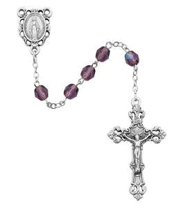 6mm AB Dark Amethyst-Colored February Birthstone Rosary R391-DAKF