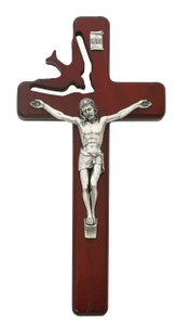 8" Cherry Wood Holy Spirit Wall Crucifix 77-21