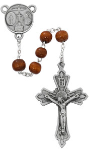 7mm Brown Wood Bead Men's Rosary R876F