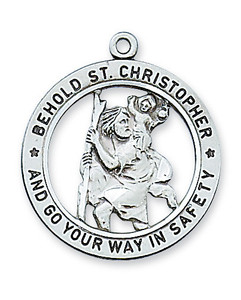 St. Christopher Sterling Silver Medal on 24" Chain L2514