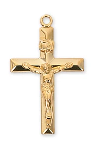 Gold over Sterling Silver Crucifix on 24" Chain J8011
