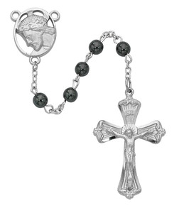 6mm Genuine Hematite Rosary with Head of Christ Center R279RF