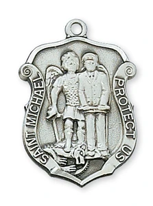 Sterling Silver St. Michael Medal on 20" Chain L571