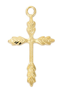 Gold over Sterling Silver Wheat Cross on 16-18" Chain J9250