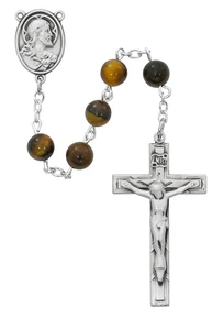 6mm Genuine Tiger Eye Rosary with Sterling Silver Crucifix R763LF