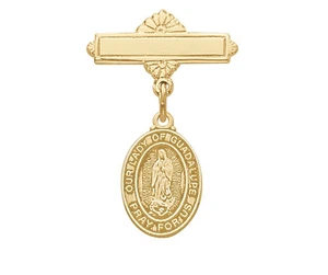 Gold over Sterling Silver Our Lady of Guadalupe Baby Pin 438J