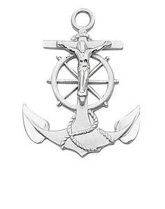 Sterling Silver Anchor Crucifix on 24" Chain L422