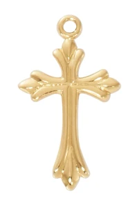 Gold over Sterling Silver Cross on 16-18" Adjustable Chain J9320
