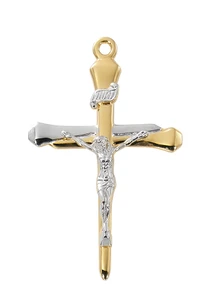 Two-Tone Gold over Sterling Silver Nail Crucifix on 20" Chain