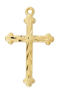 Gold over Sterling Silver Bright-Cut Cross on 16-18" Chain J9251