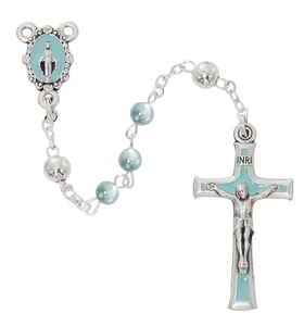 4mm Blue Pearl Baby Rosary R970G