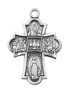 Sterling Silver 4-Way Medal on 18" Chain L1810