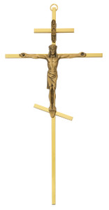 10" Brass Greek Wall Crucifix with Gold Corpus C510-M29G