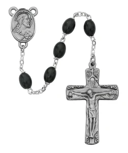 6x8mm Black Wood Trinity Rosary R392D-BKF