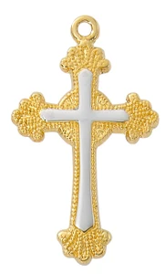 Two-Tone Gold over Sterling Silver Cross on 16-18" Chain J9237