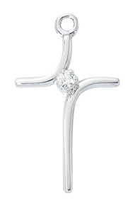 Sterling Silver Curved Cross on 16-18" Chain L9234
