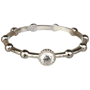 Sterling Silver April Birthstone Rosary Ring with Cubic Zirconia, RRAPR