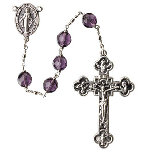 8mm Indigo Crystal Rosary with Pewter Crucifix, CR548