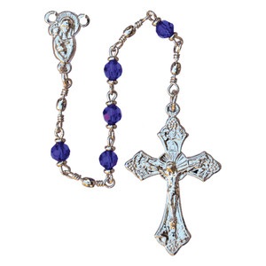 4mm Blue Crystal Rosary, R1754