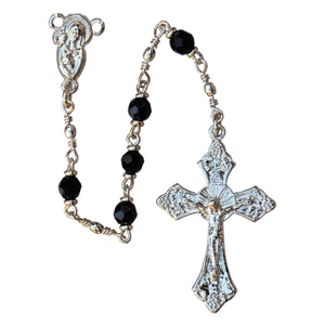 4mm Black Crystal Rosary, R1954