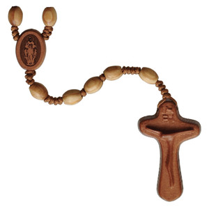 8mm Oval Pinewood Corded Rosary, R3458