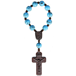 8mm Turquoise and Jujube Wood One Decade Rosary, R4118