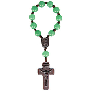 8mm Green Jade and Jujube Wood One Decade Rosary, R4718