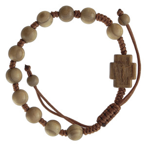 Adjustable Rosary Bracelet with 8mm Olive Wood Beads, RBS2M