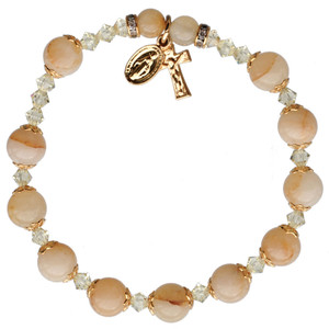 Rosary Bracelet with 8mm Genuine Gold Jade Beads, RBS56