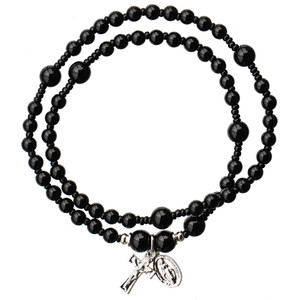 4mm Genuine Black Onyx Twist Rosary Bracelet, RBS77